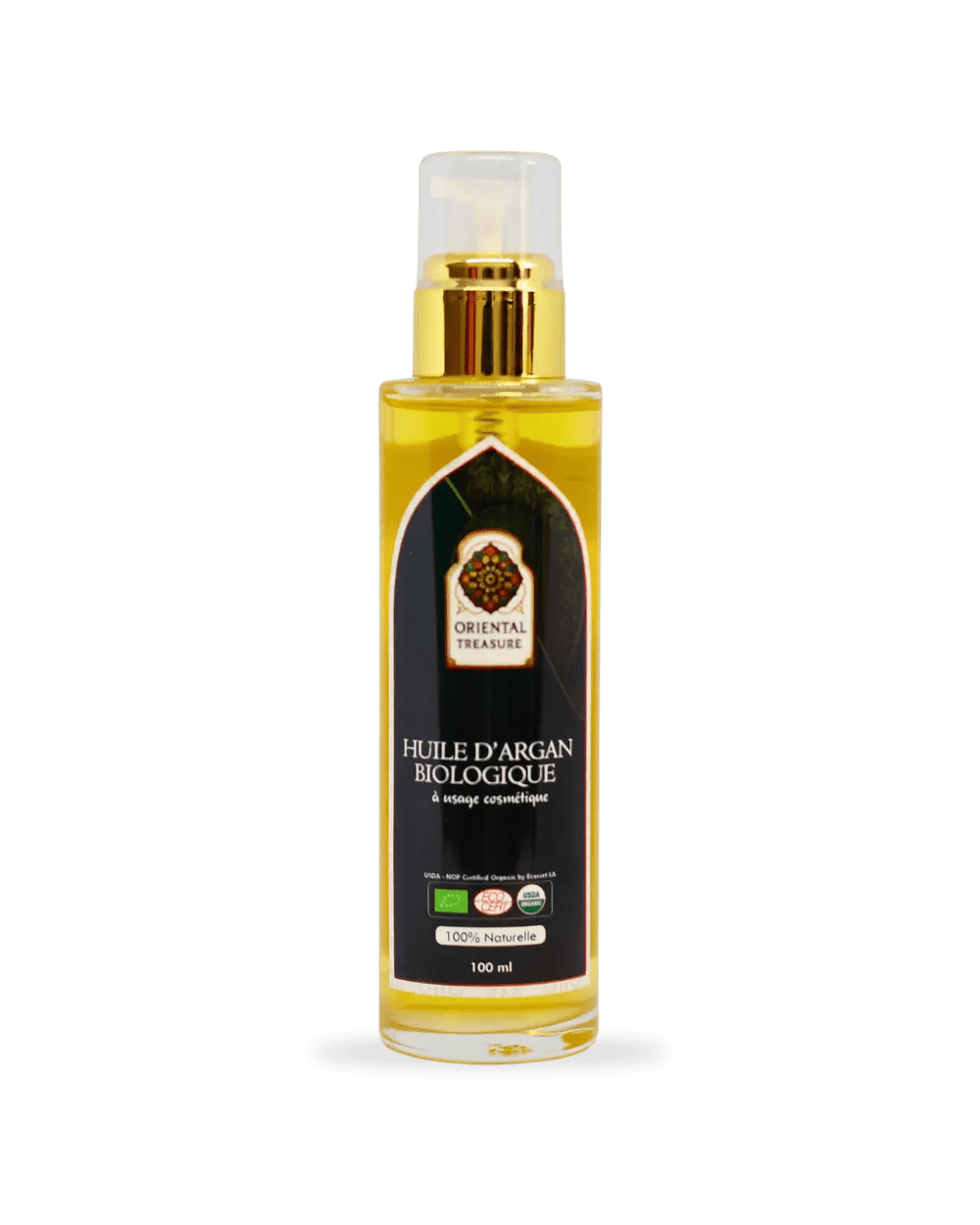 Flacon d'huile Cosmétique d'argan avec pompe