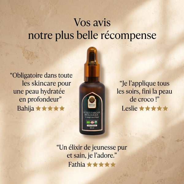 Huile d'Argan Bio Sérum Visage – Certifiée Ecocert, Pressée à Froid