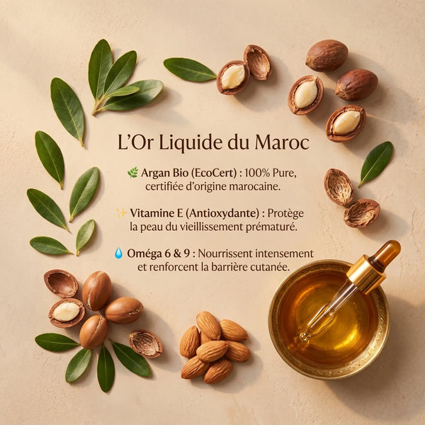 Huile d'Argan Bio Sérum Visage – Certifiée Ecocert, Pressée à Froid