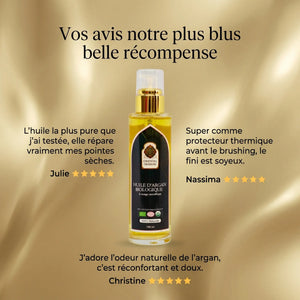 Huile d'Argan Bio Cheveux – Brillance, Force & Réparation (100ml)