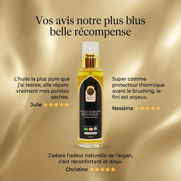 Huile d'Argan Bio Cheveux – Brillance, Force & Réparation (100ml)