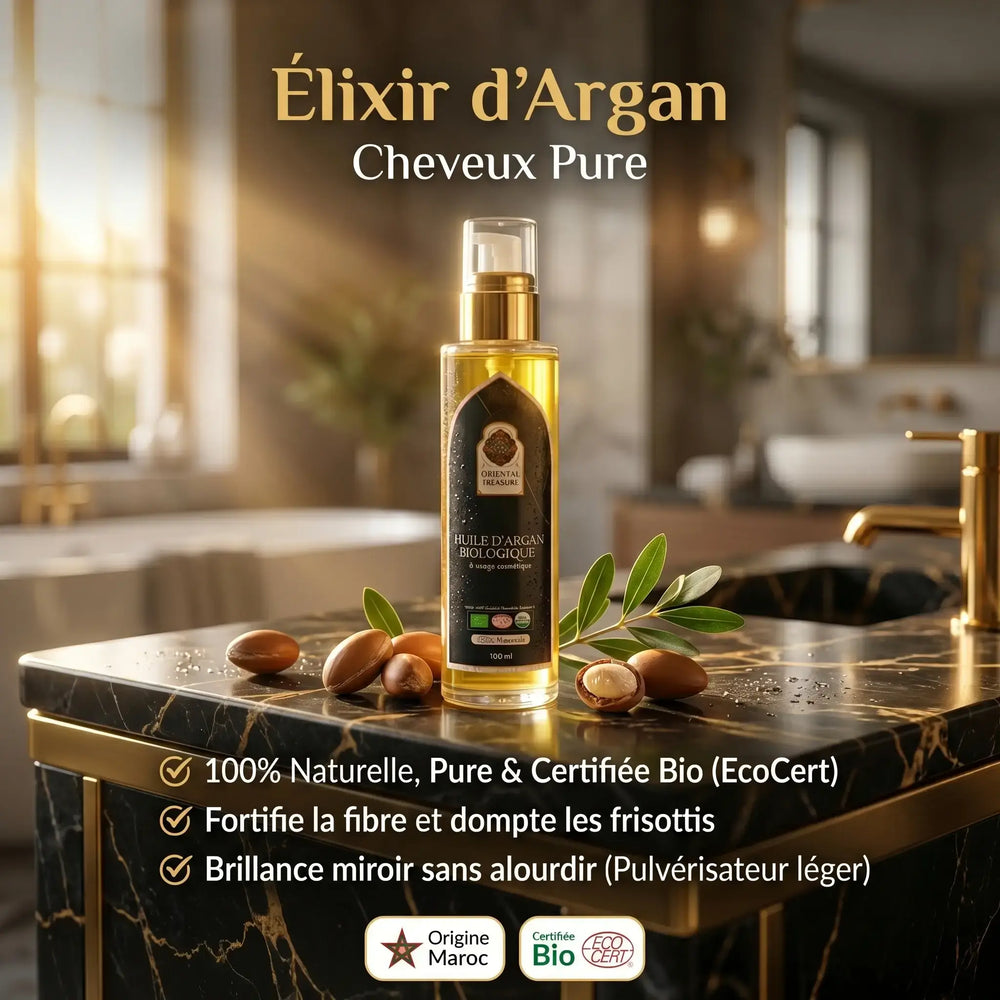 Huile d'Argan Bio Cheveux – Brillance, Force & Réparation (100ml)