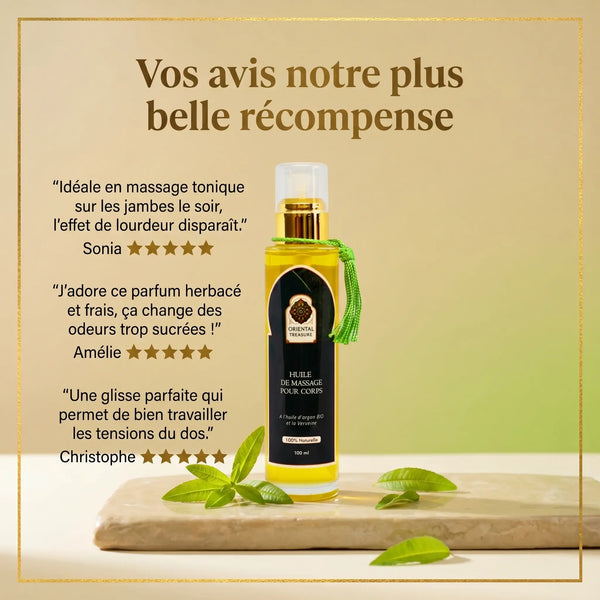 Huile de Massage à la Verveine – Soin Frais Tonifiant & Énergisant