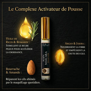 Ingrédients Mascara Soin huile ricin argan jojoba bourrache romarin vitamine E