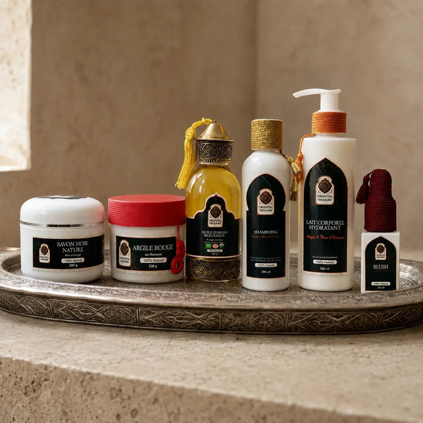 Coffret Rituel Hammam Oriental Treasure : les 6 soins sur un plateau marocain en argent
