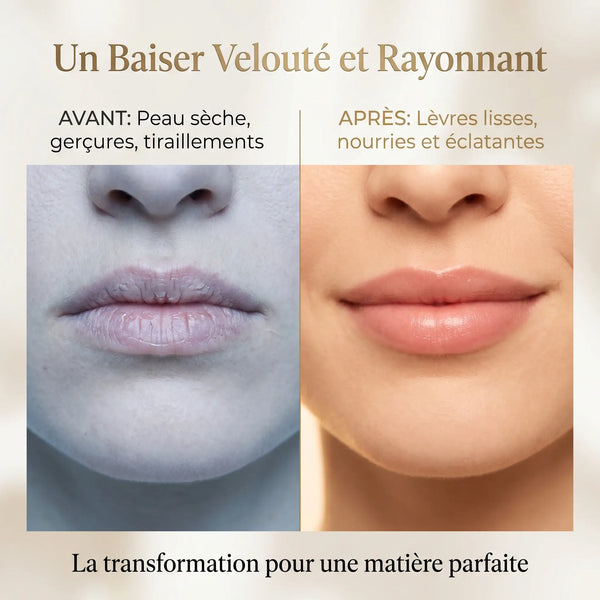 Avant après baume lèvres framboise lèvres douces hydratées pulpées