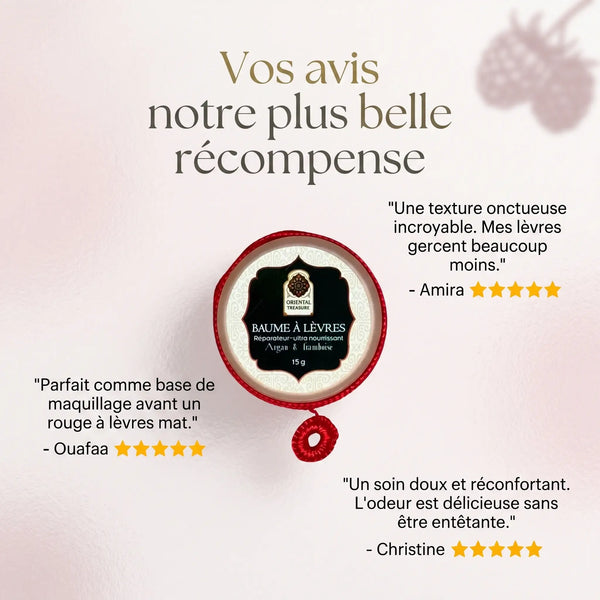 Avis clientes baume lèvres framboise Oriental Treasure satisfaction
