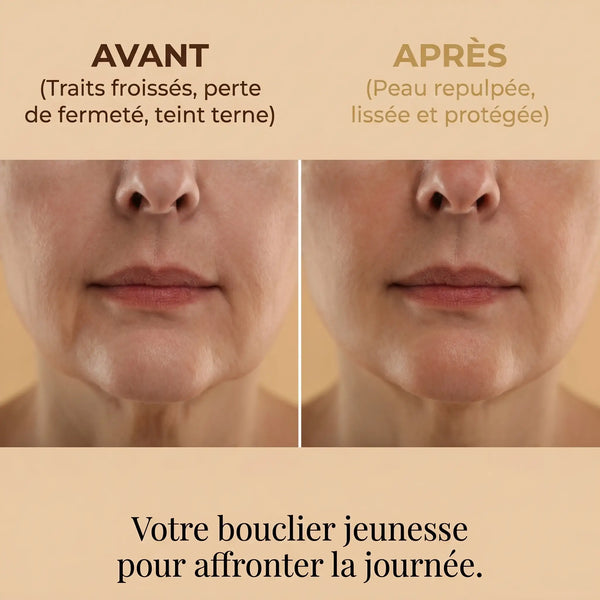 Avant après crème de jour anti-rides figue de barbarie peau lissée