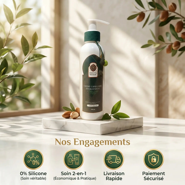 Soin Capillaire Argan, Vitamine E & Thé Vert – Hydratant & Réparateur 2-en-1