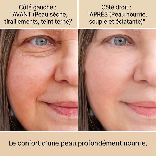 Avant après crème de jour argan peau hydratée et souple