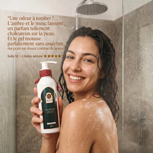 Avis cliente gel douche argan musk ambre parfum cocooning agréable