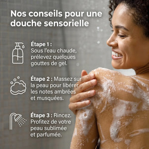 Conseils utilisation gel douche musk ambre massage routine douche soir