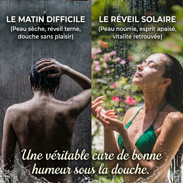 Avant après gel douche argan fleur d'oranger peau hydratée douce