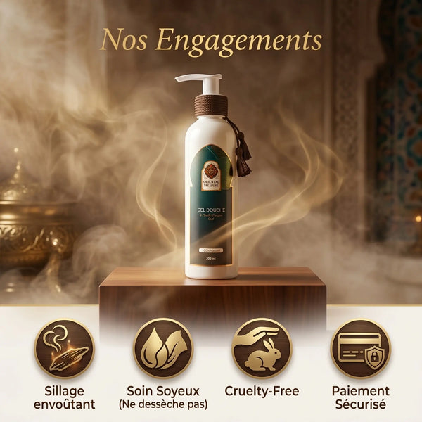 Garanties Oriental Treasure gel douche argan oud sans sulfate Maroc