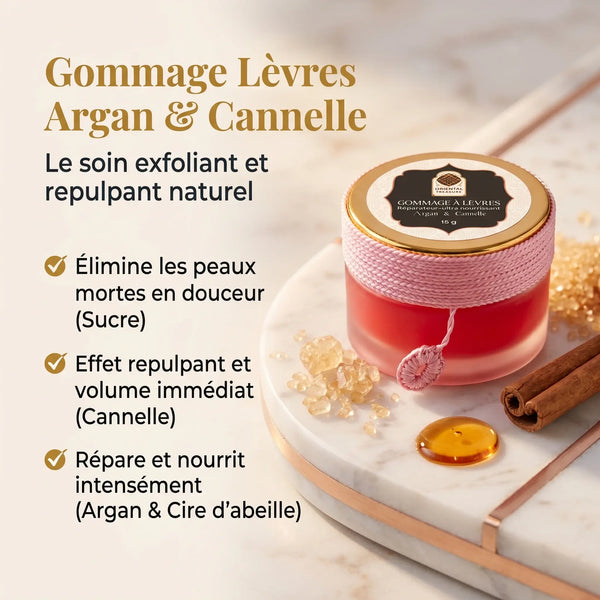 Gommage à lèvres naturel cannelle Oriental Treasure pot présentation produit