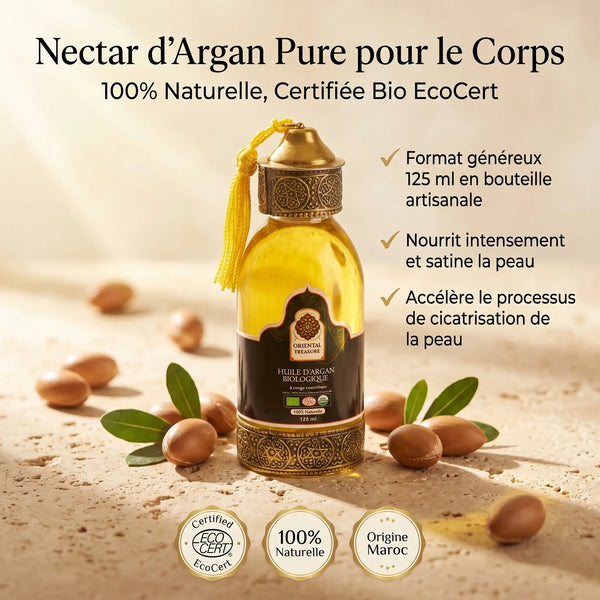 Huile d'Argan Bio Corps – Bouteille Artisanale Marocaine (125ml)