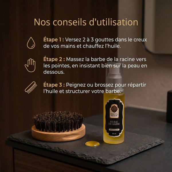 Huile de Barbe Naturelle & Bio 30ml – Pousse, Douceur et Hydratation