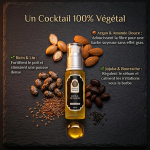 Huile de Barbe Naturelle & Bio 30ml – Pousse, Douceur et Hydratation