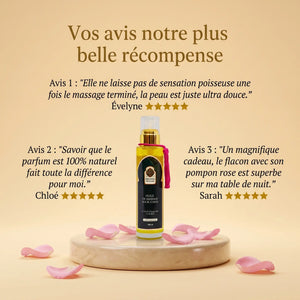 Huile de Massage à la Rose – Soin Sensoriel Anti-Âge Peau Mature