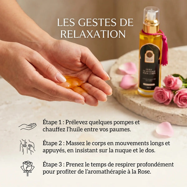 Huile de Massage à la Rose – Soin Sensoriel Anti-Âge Peau Mature