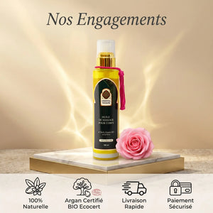 Huile de Massage à la Rose – Soin Sensoriel Anti-Âge Peau Mature
