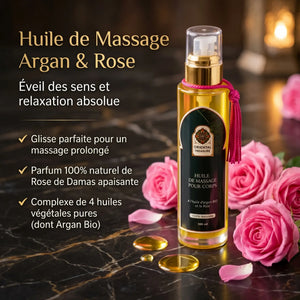 Huile de Massage à la Rose – Soin Sensoriel Anti-Âge Peau Mature