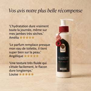 Lait Hydratant Corps Argan, Ambre & Musc – Soin Sensuel Cocooning Peaux Sèches