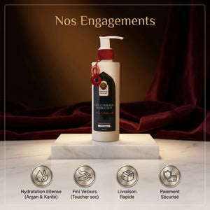 Lait Hydratant Corps Argan, Ambre & Musc – Soin Sensuel Cocooning Peaux Sèches