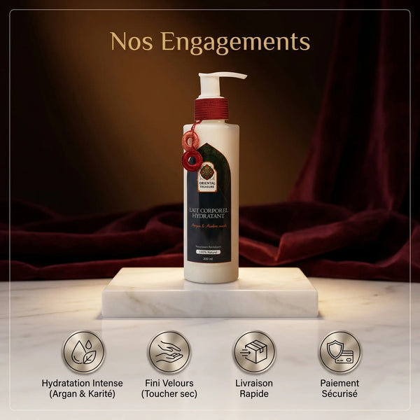 Lait Hydratant Corps Argan, Ambre & Musc – Soin Sensuel Cocooning Peaux Sèches