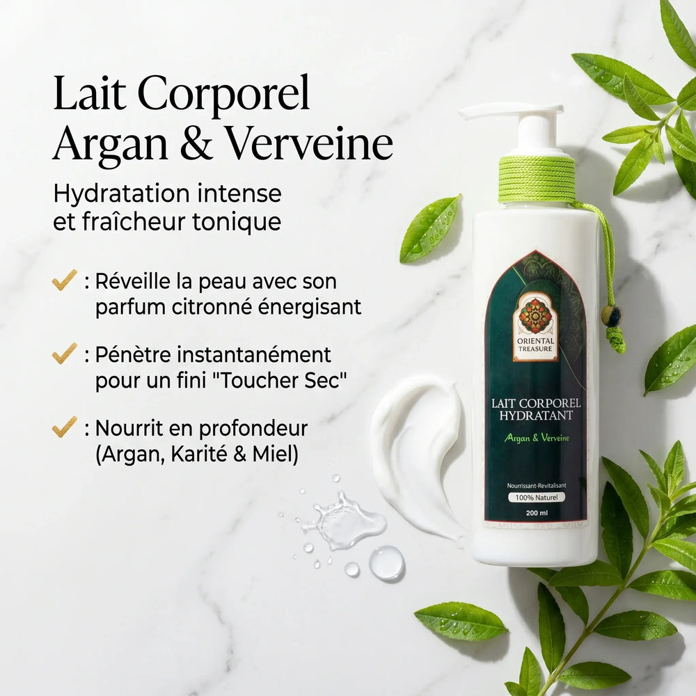 Lait Hydratant Corps Argan & Verveine – Soin Frais Tonifiant Quotidien