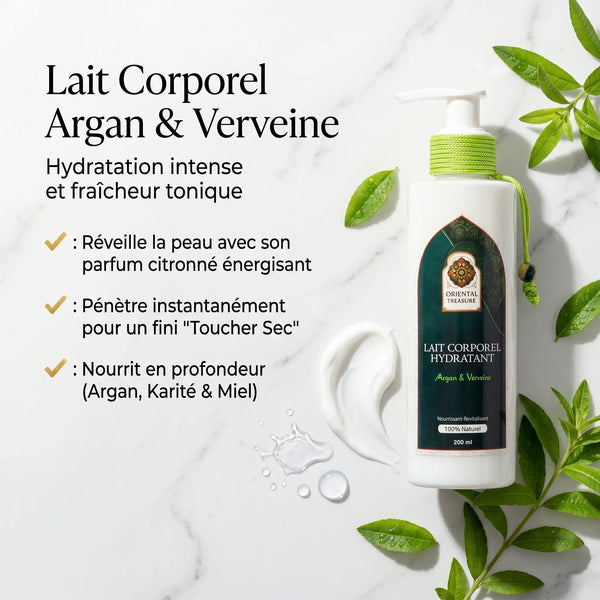 Lait Hydratant Corps Argan & Verveine – Soin Frais Tonifiant Quotidien