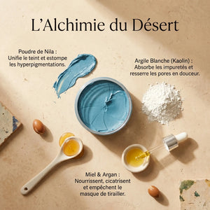Ingrédients masque nila bleu kaolin miel huile coco argan Indigofera Suffruticosa