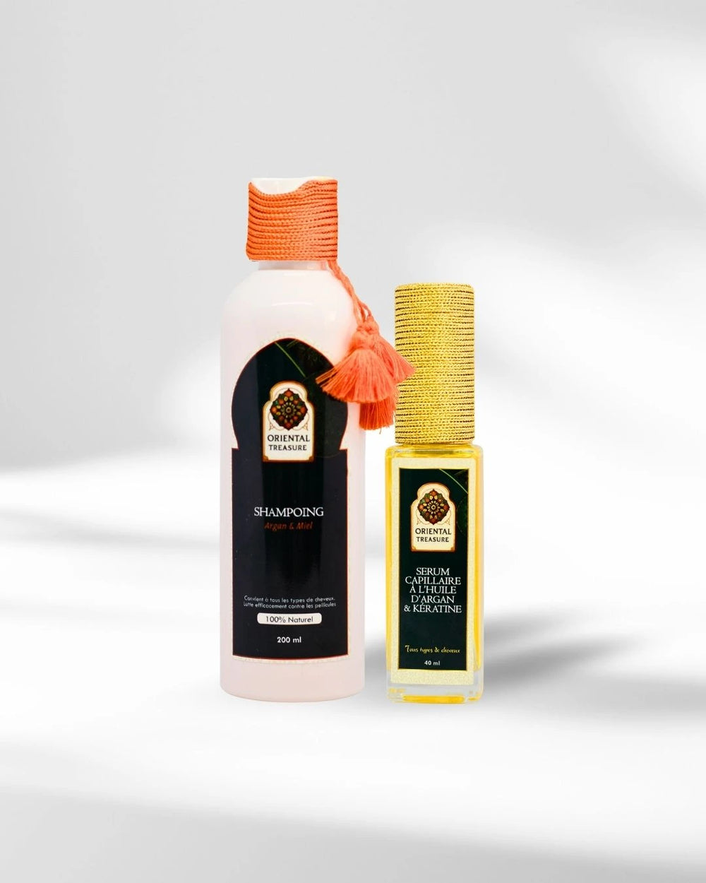 shampoing argan et miel avec un sérum capillaire keratine, des soins naturels pour une routine adapté aux cheveux secs