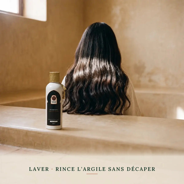 Shampoing argan et fleur d'oranger sans sulfate, cheveux bruns après lavage