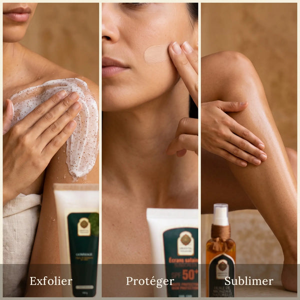 Rituel Soleil : exfolier, protéger, sublimer en 3 étapes