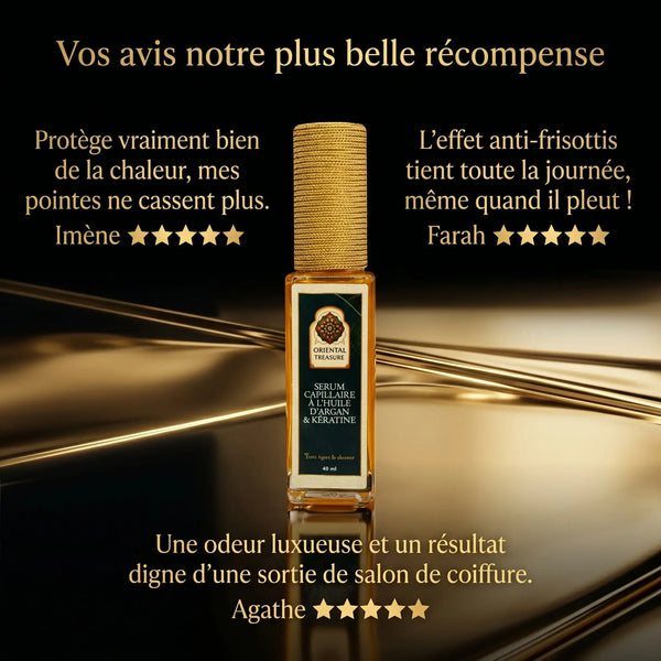 Sérum Lissant Cheveux Argan & Kératine – Effet Brillance Miroir