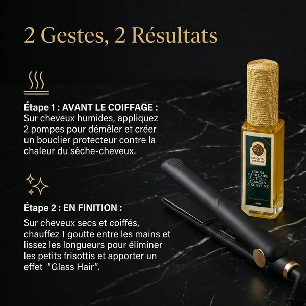 Sérum Lissant Cheveux Argan & Kératine – Effet Brillance Miroir