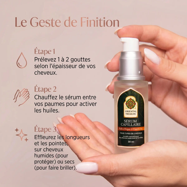 Sérum Cheveux Argan, Ricin & Blé – Trio d'Huiles Nourrissant Parfum Framboise