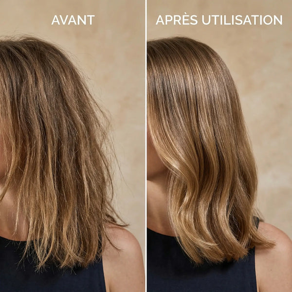 Avant après shampoing argan fleur d'oranger cheveux vitalité éclat