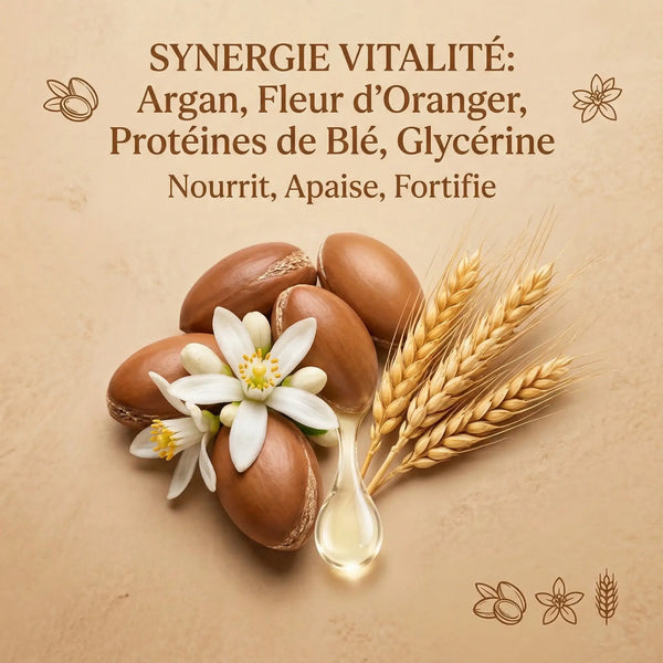 Ingrédients shampoing argan fleur d'oranger néroli protéine blé naturel