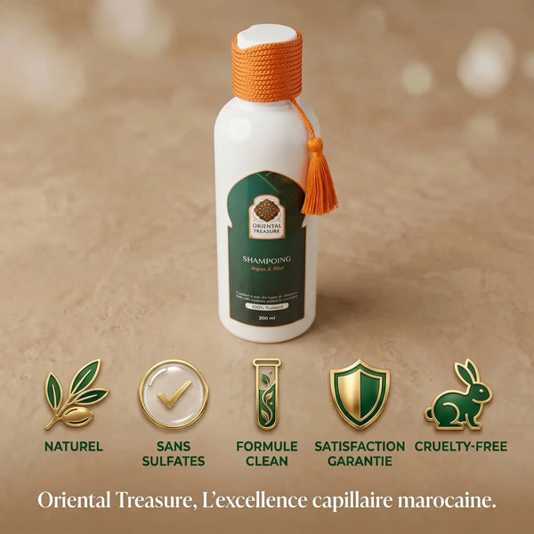 Garanties Oriental Treasure shampoing argan miel naturel sans sulfate Maroc