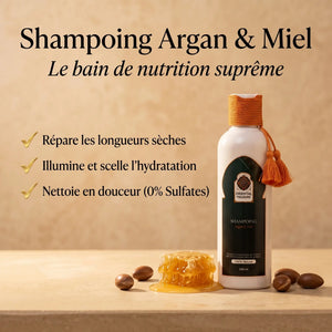 Shampoing doux argan et miel Oriental Treasure quotidien naturel présentation
